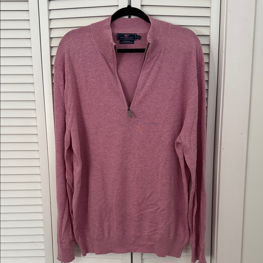 Vineyard Vines Men's cashmere and cotton Pink Half-Zip Sweater